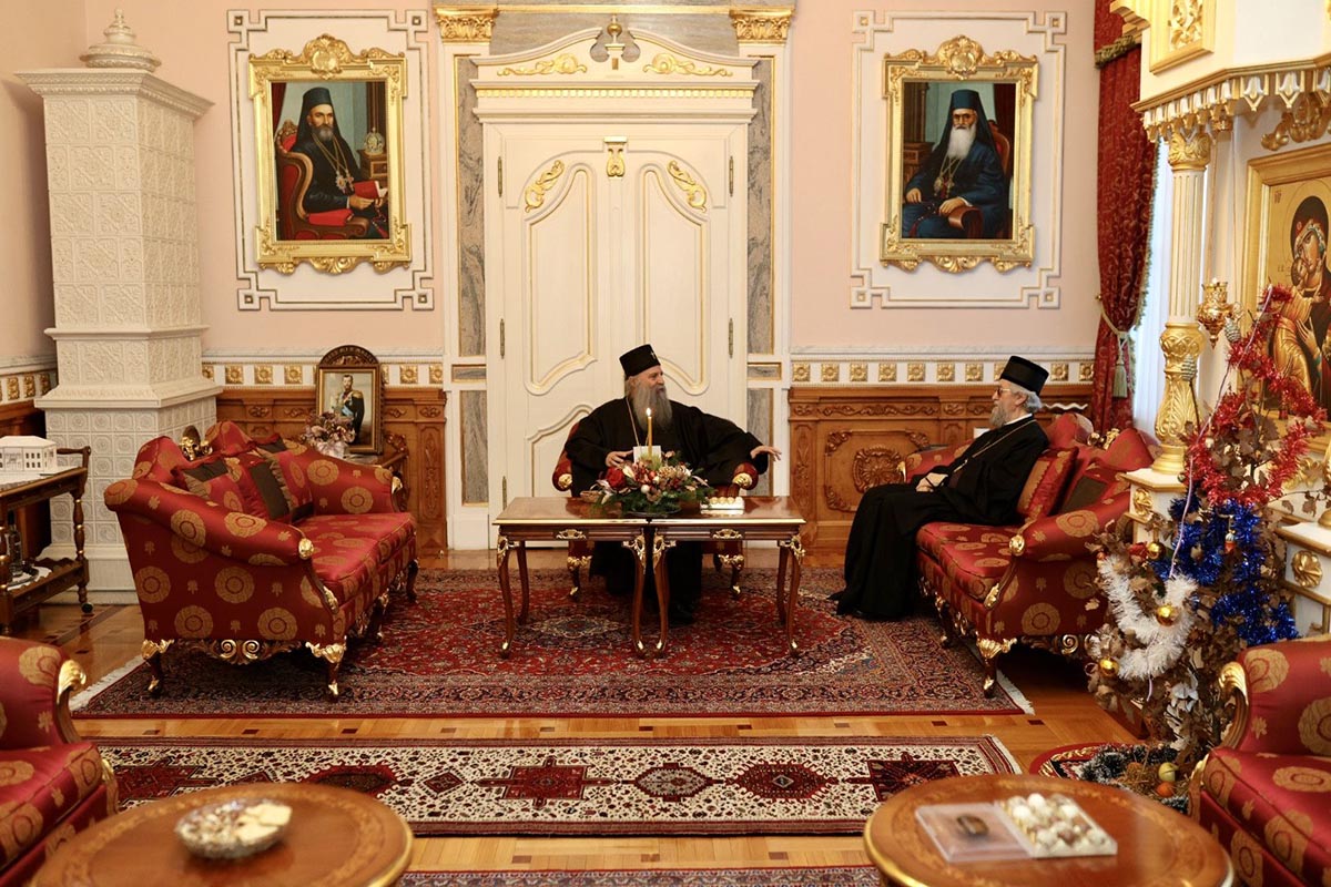 Срдачан сусрет Патријарха Порфирија и Митрополита бањалучког Јефрема