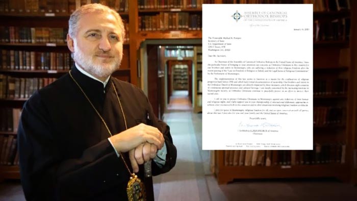 Амерички Архиепископ Елпидофор писао Помпеу: ”У Црној Гори се крше људска и верска права православних хришћана”