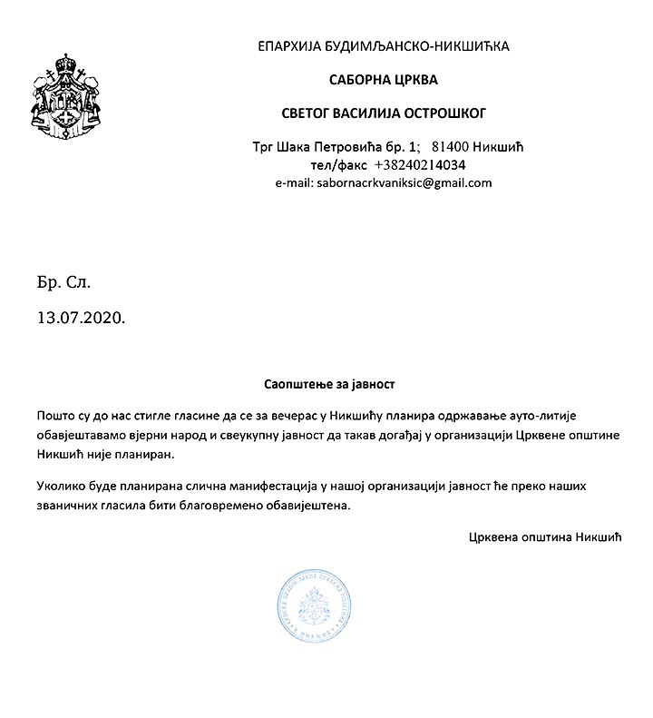 Саопштење за јавност ЦО НИкшић