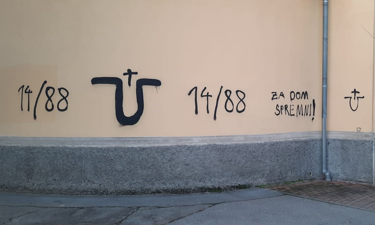 Усташки и неонацистички симболи на храму у Бјеловару