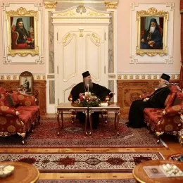 Срдачан сусрет Патријарха Порфирија и Митрополита бањалучког Јефрема
