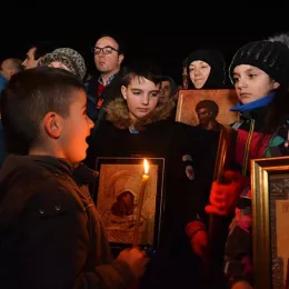 Протојереј-ставрофор Борис Брајовић на литији у Никшићу