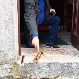 Оскрнављена црква Светог Луке у Рубежима