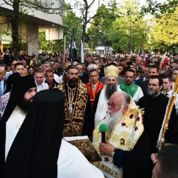 Патријарх Порфирије на Световасилијевској литији у Никшићу