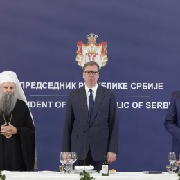 Патријарх Порфирије и отачаствени архијереји код председника Вучића
