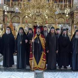 Новоизабрани Епископ моравички г. Тихон у Хиландару за Спасовдан