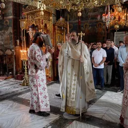 Новоизабрани Епископ моравички г. Тихон у Хиландару за Спасовдан