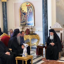 Епископ Јоаникије на пријему код јерусалимског Патријарха
