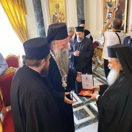 Епископ Јоаникије на пријему код јерусалимског Патријарха