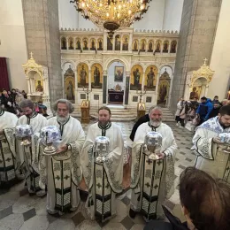 Литургијско сабрање у Саборној цркви Светог Василија Острошког у Никшићу